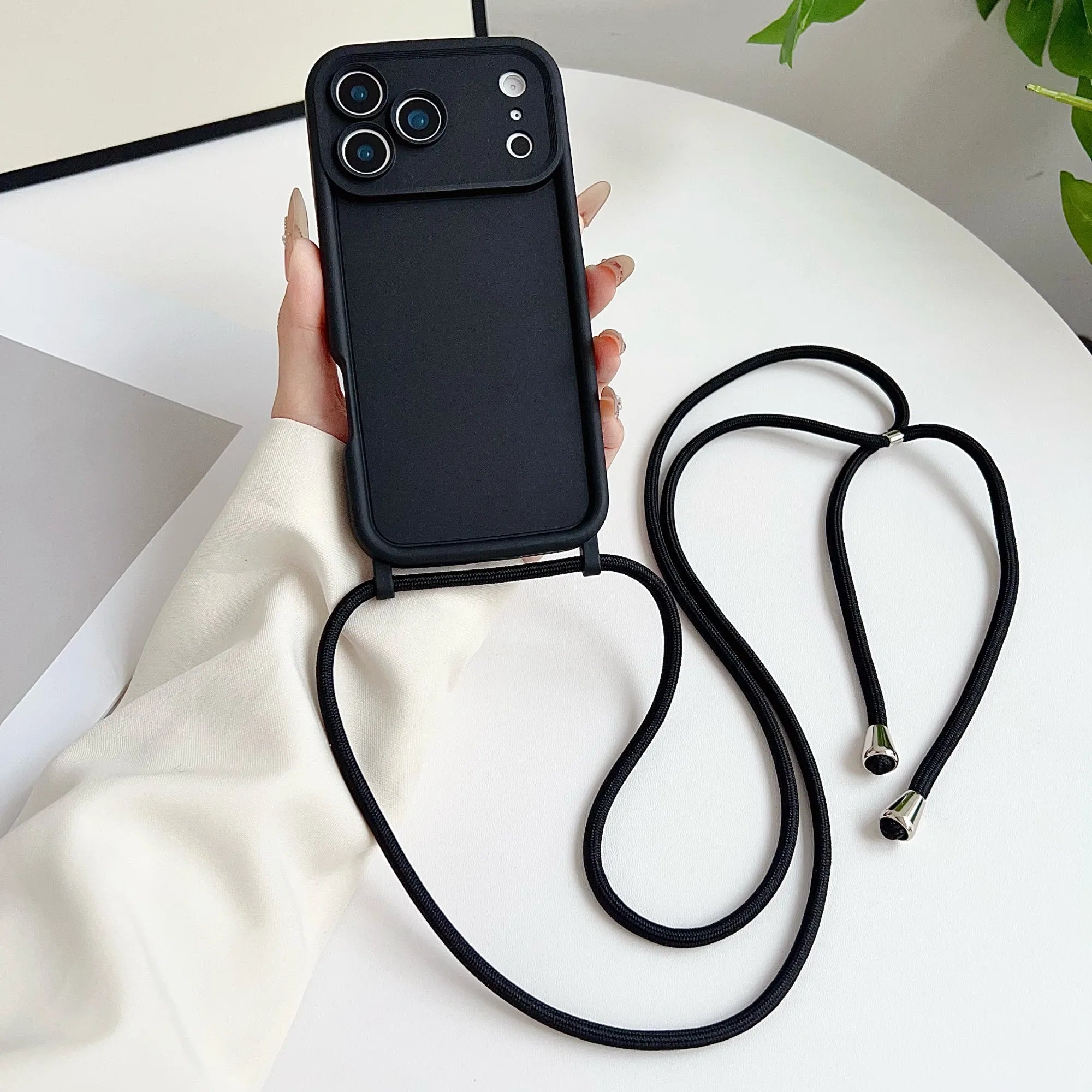 Luxury Phone Case for IPhone 17 Pro Max 16 15 14 Plus 13 12 11 with Crossbody Lanyard Camera Protection Coque Shockproof Cover