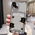 Cute Black Cat Transparent Phone Case For iPhone 17 16 15 14 Pro Max 13 12 11 XS X 7 8 Plus 16e 17e Wallet Card Holder Bag Cover
