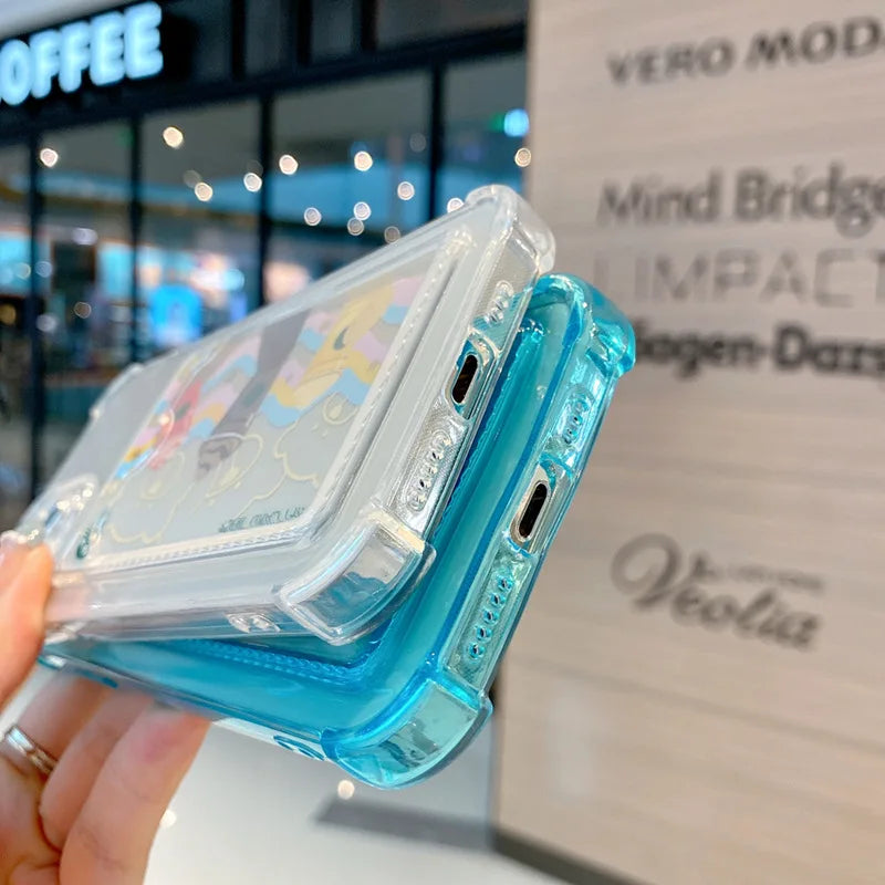 Bumper Card Slot Transparent Phone Cover For iPhone 14 11 12 13 Pro XR XS Max X 6 7 8 Plus SE Wallet Soft Shockproof Back Case