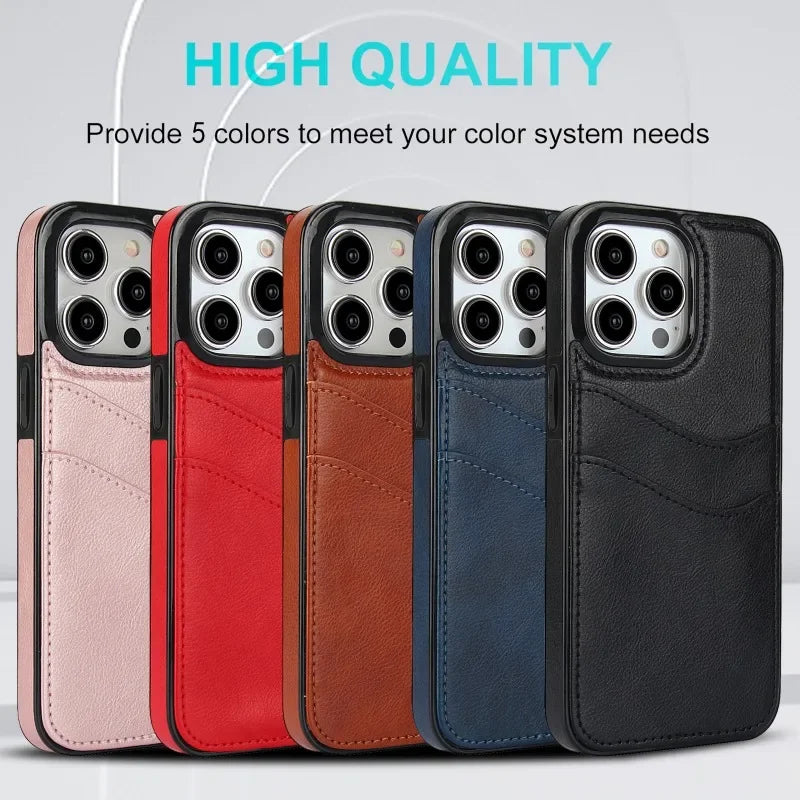 PU Leather Wallet with Card Holder Phone Case for IPhone 13 12 Mini 16 15 14 11 Pro XS Max XR X 8 7 Plus Protective Back Cover