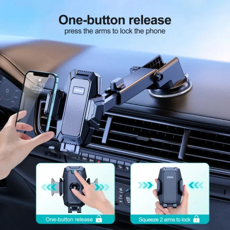 Black Phone Holder 360 Rotating Windshield Gravity Bracket Strong Sucker Dashboard Mount Support Telescopic Mobile Phone Bracket
