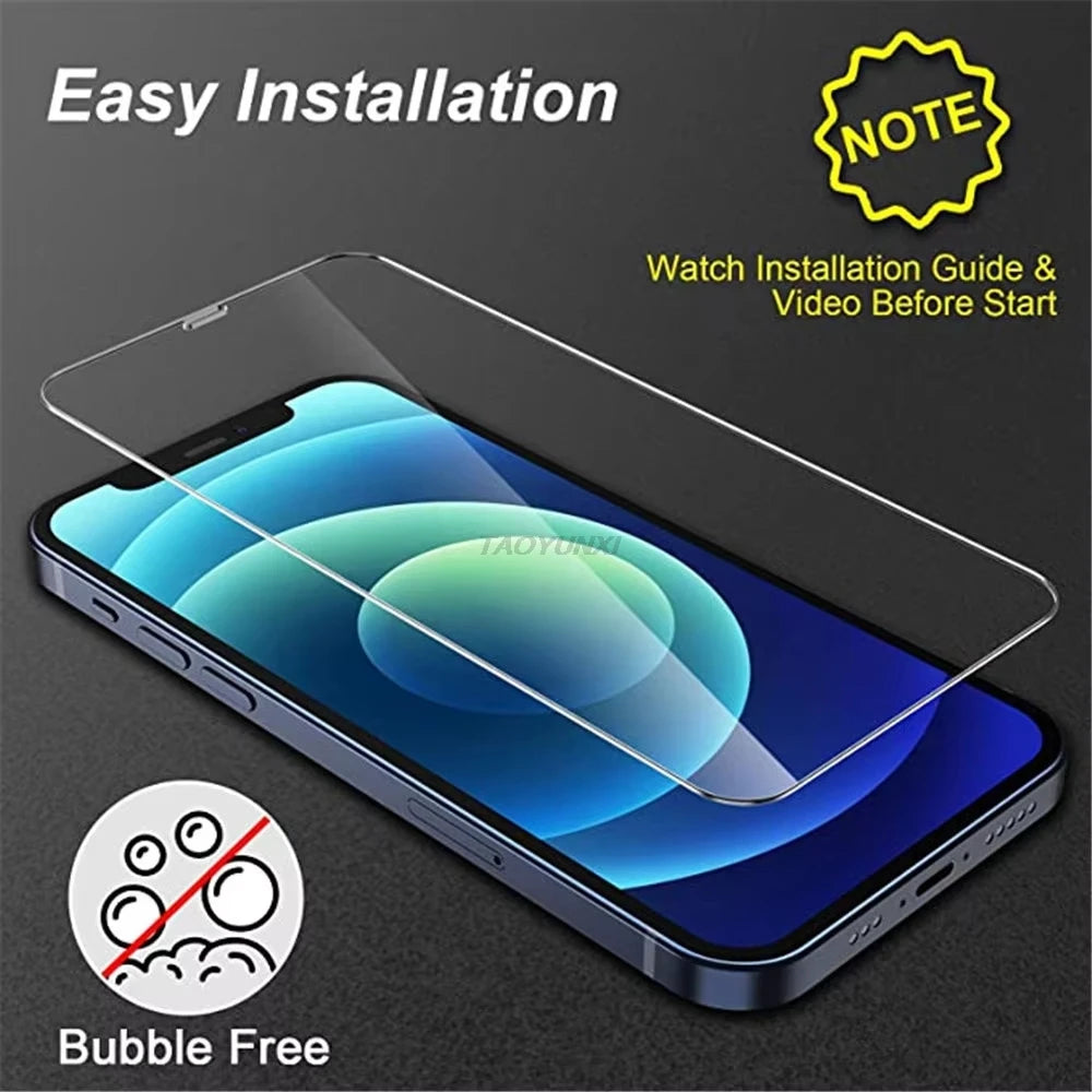 1-4Pcs Protective Glass For iPhone 17 16 Pro 18 15 14 13 12 11 XR X XS Max Screen Protector For iPhone 7 8 Plus 12 13 Mini Glass