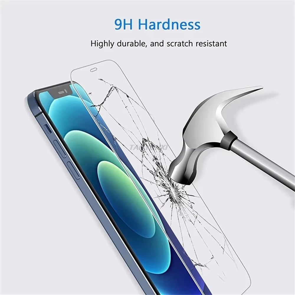 1-4Pcs Protective Glass For iPhone 17 16 Pro 18 15 14 13 12 11 XR X XS Max Screen Protector For iPhone 7 8 Plus 12 13 Mini Glass