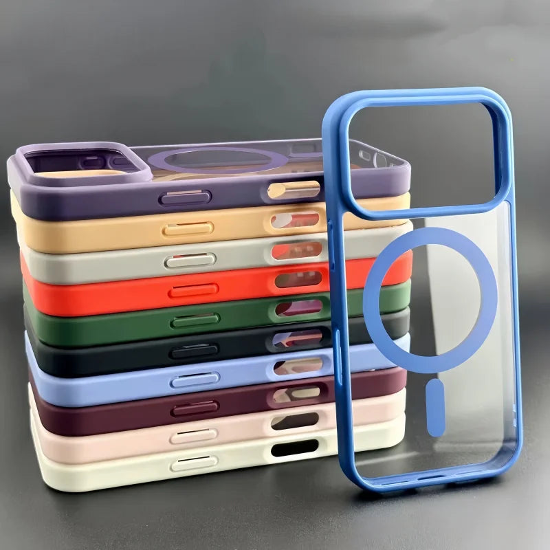 Luxury For Magsafe Phone Case For iPhone 17 Air 17 16 15 14 Plus 13 12 11 Pro Max 17 Pro Original Transparent Acrylic Back Cover
