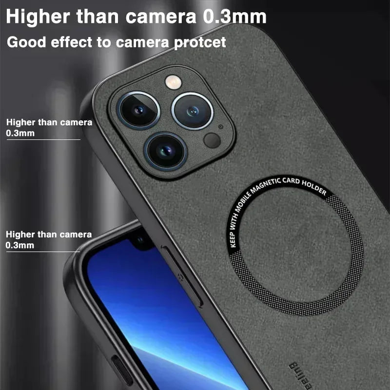 For Magsafe Luxury Leather Shockproof Phone Cases For iPhone 17 16 15 14 13 12 11 Pro Max Plus Magnetic Wireless Charging Cover