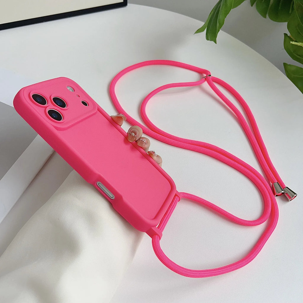 Luxury Phone Case for IPhone 17 Pro Max 16 15 14 Plus 13 12 11 with Crossbody Lanyard Camera Protection Coque Shockproof Cover