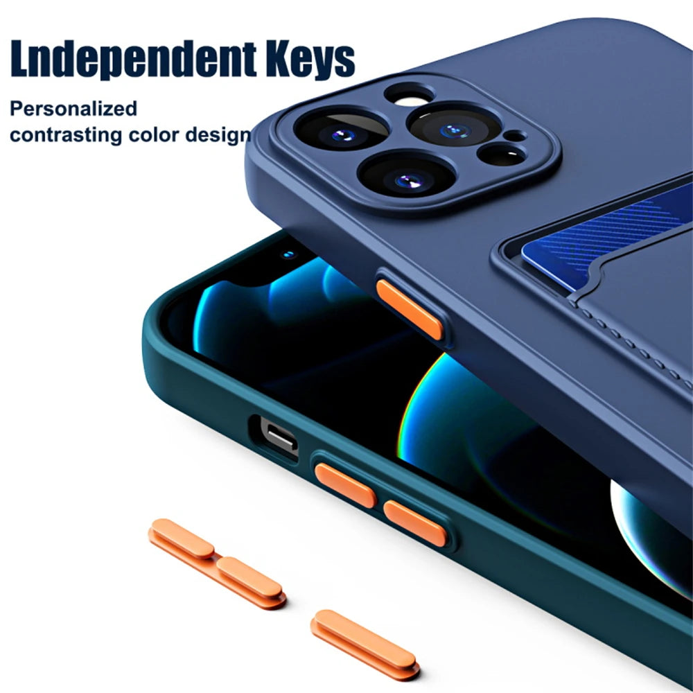 Luxury Soft Silicone Wallet Case Funda For iPhone 17 Air 16 15 14 11 13 12 Pro Max Plus Card Holder Slot Back Cover Protective