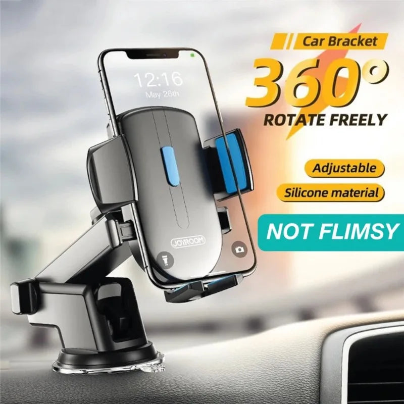 Black Phone Holder 360 Rotating Windshield Gravity Bracket Strong Sucker Dashboard Mount Support Telescopic Mobile Phone Bracket