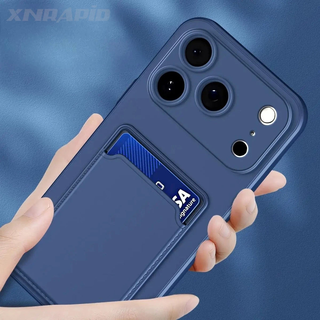 Funda Luxury Soft Silicone Wallet Card Holder Phone Case For iPhone 17 Air 16 e 15 14 Plus 13 12 11 Pro Max Slot Bag Back Cover