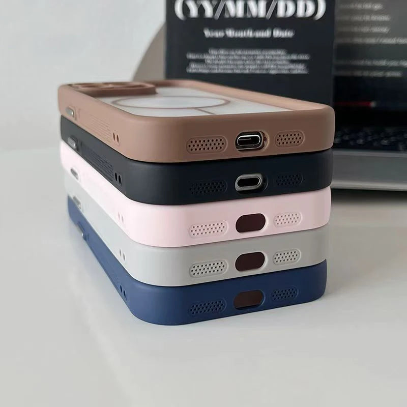 Coque iPhone Transparente Mate Compatible MagSafe – iPhone 17, 16, t, 14, 13, 12, 11 | Pro, Max, Plus, Air"