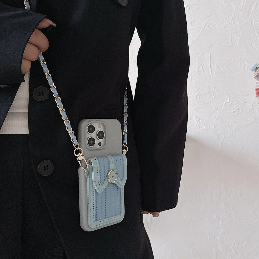 Crossbody Wallet with Card Holder Phone Case for IPhone 16 15 14 11 Pro Max 13 12 Mini XR XS Max PU Leather Prevention Cover
