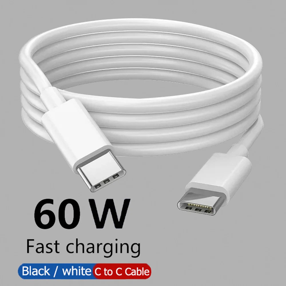 Câble USB-C vers USB-C 60W — Charge Rapide iPhone 15 Noir & Blanc - ACCESSOIRES SMARTPHONE