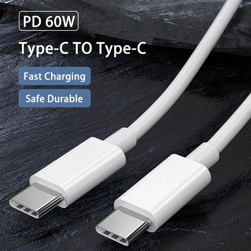Câble USB-C vers USB-C 60W — Charge Rapide iPhone 15 Noir & Blanc - ACCESSOIRES SMARTPHONE