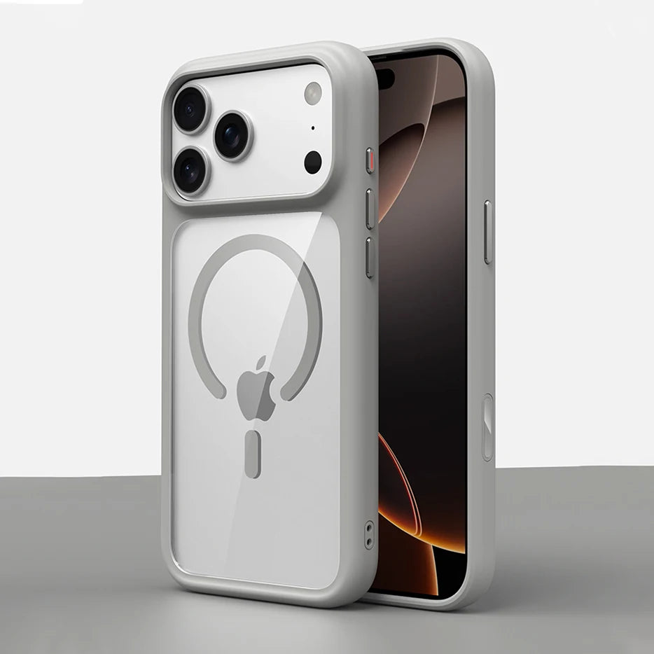 Coque MagSafe Mate Luxe – Boutons Métal, Anti-Choc | iPhone 17 / 17 Pro / 17 Pro Max / Air