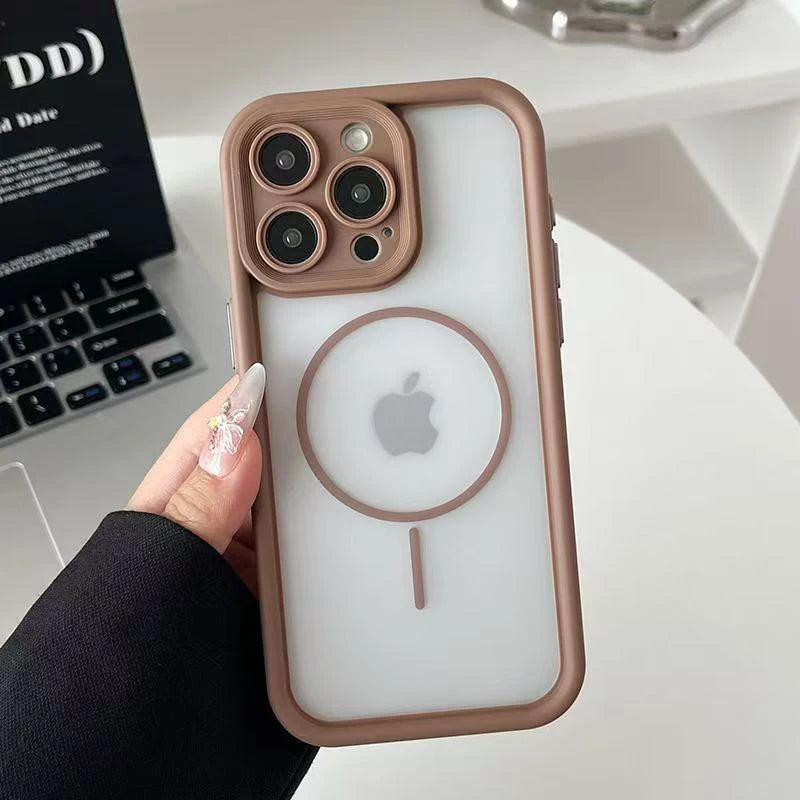 Coque iPhone Transparente Mate Compatible MagSafe – iPhone 17, 16, t, 14, 13, 12, 11 | Pro, Max, Plus, Air"