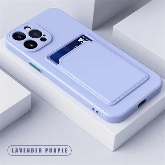 Luxury Soft Silicone Wallet Case Funda For iPhone 17 Air 16 15 14 11 13 12 Pro Max Plus Card Holder Slot Back Cover Protective