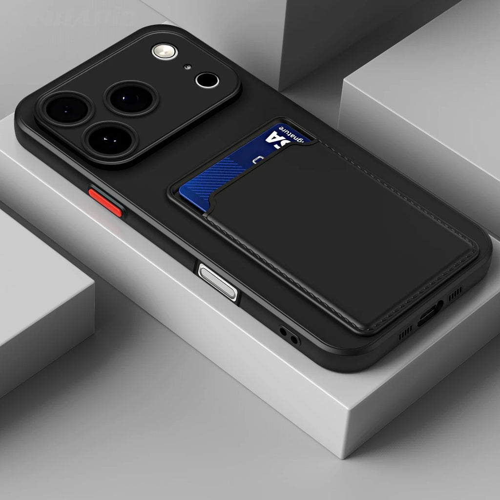 Funda Luxury Soft Silicone Wallet Card Holder Phone Case For iPhone 17 Air 16 e 15 14 Plus 13 12 11 Pro Max Slot Bag Back Cover